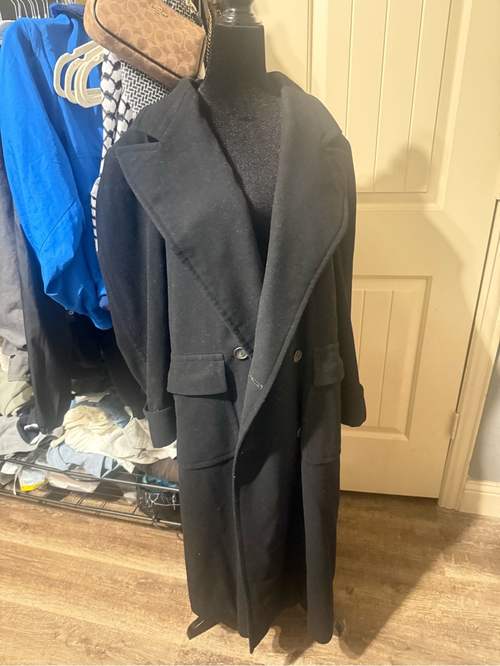 Vintage Ralph Lauren 100% Wool Black Long Coat